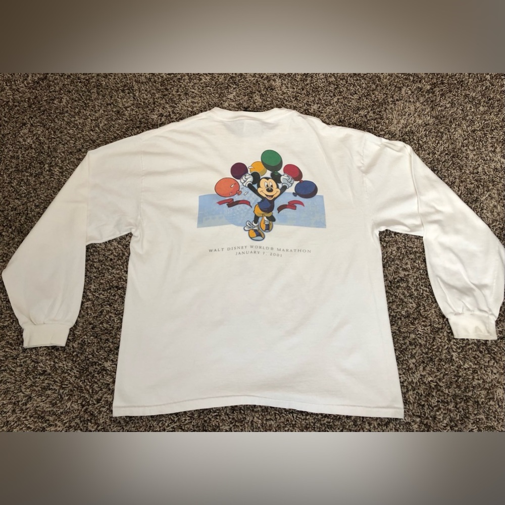 Vintage 2001 Disney World Marathon Epcot Double Sided Mickey Long Sleeve T-Shirt - Picture 7 of 12